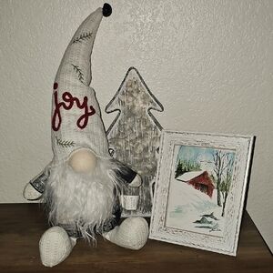 Joyful Holiday Gnome with Tree and Frame